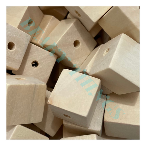 Wooden Cube Bead (pack 10)